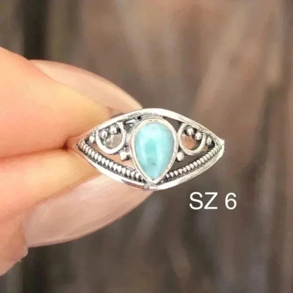 Serene Blue Larimar 925 Sterling Silver Ring NWT